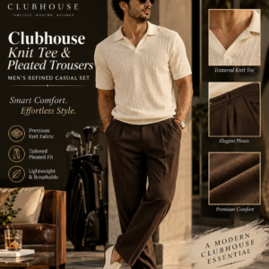 NEW ARRIVALS Clubhouse Knit Tee & Pleated Trousers – Men's Refined Casual Set