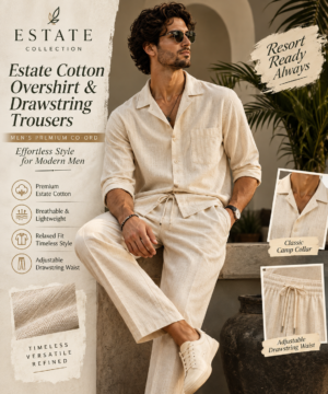 HOME Estate Cotton Overshirt & Drawstring Trousers – Men's Premium Co-Ord